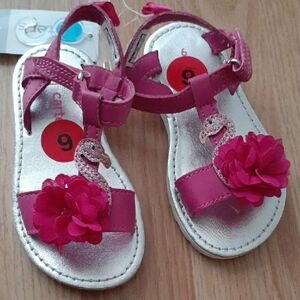 George Pink and Silver Sandals with Floral Accents